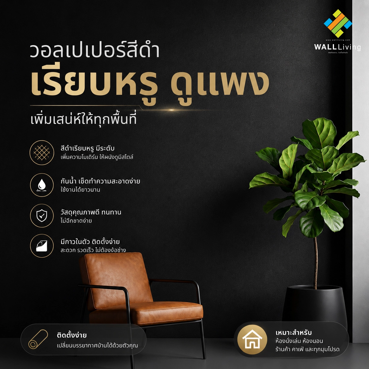 วอลเปเปอร์ติดผนังสีดำ